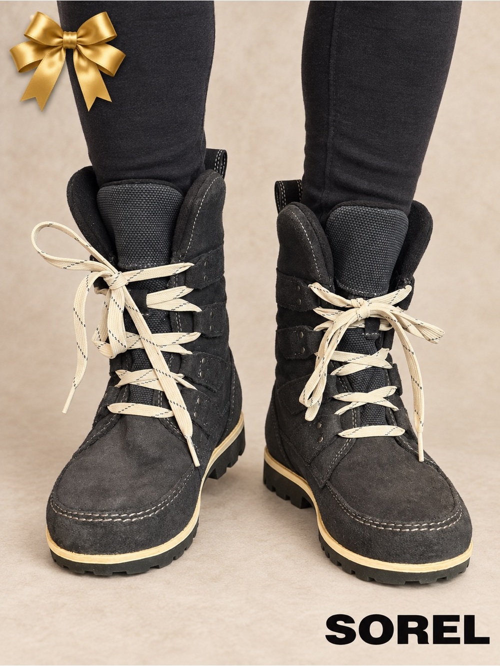 Sorel Meadow Lace Waterproof Suede Winter Boots Black 8.5